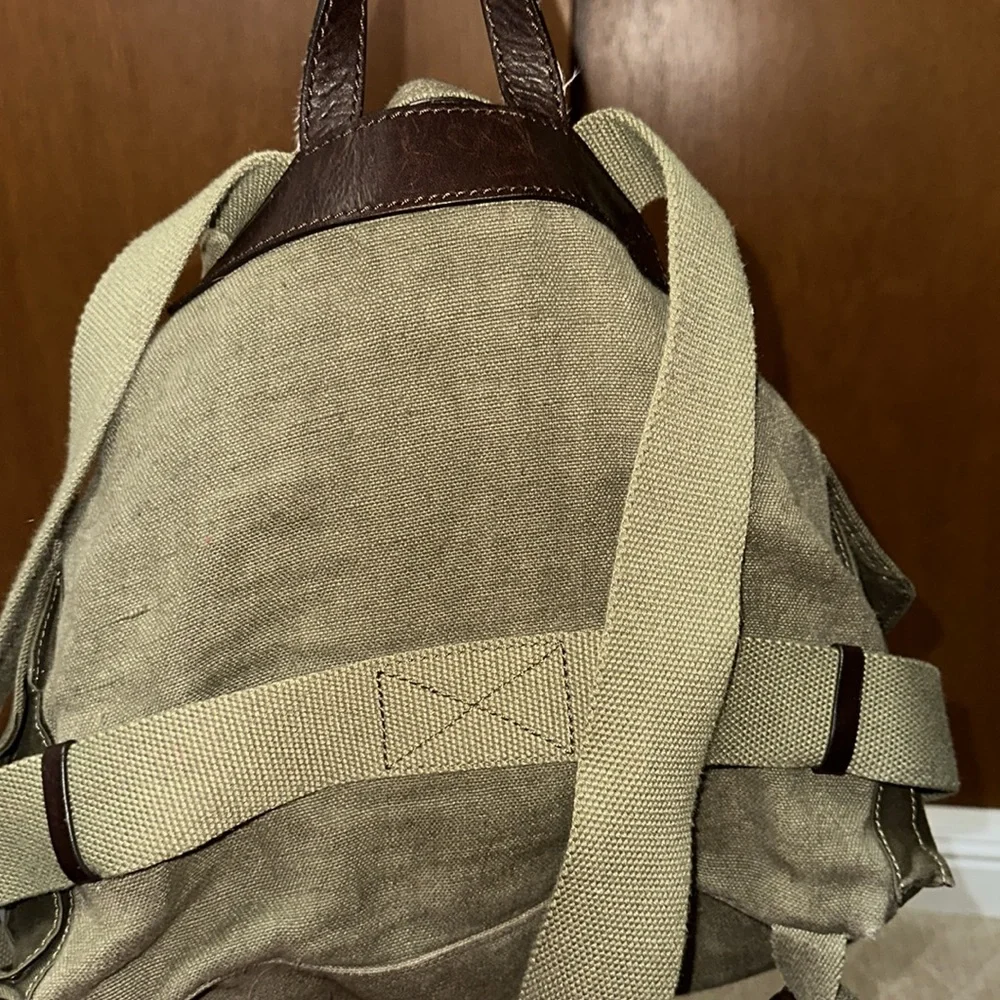 FINAL PRICE DROP: Dsquared2 Green Canvas and Brown Leather Drawstring Backpack